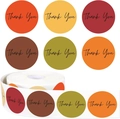 Colorful round Thank You stickers in autumn tones for gift box packaging - Autumn Theme Colors (ZA87)