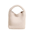 Chic cream woven leather hobo bag with intrecciato pattern and integrated handle - Small / Off White