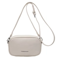 Borsa a tracolla beige stile fotocamera con trama in pelle martellata e catena - Bianco Sporco