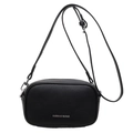 Borsa a tracolla nera in pelle martellata con catena argento e logo in metallo - Nero