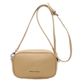 Elegante borsa a tracolla beige con trama a grana e tracolla regolabile fine - Giallo