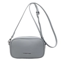 Borsa a tracolla minimalista in pelle grigio chiaro con motivo a grana litchi - Blu