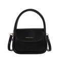 Borsa a sella minimalista in pelle PU nera con manico largo e finiture dorate - Nero