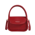 Borsa a mano rossa in pelle PU opaca con scritta Fashion e tracolla sottile per donna - Rosso