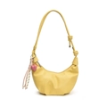 Borsa hobo a mezzaluna giallo chiaro in pelle PU con pendente a cuore decorativo - Con Ciondolo / Giallo