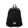 Zaino minimalista in tela nera con grande capacità e dettagli con doppia tracolla - Nero