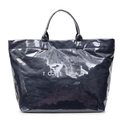 Bolso tote grande de PVC negro brillante con estampado TOTE BAG blanco para mujer - Azul oscuro