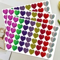 Multicolor heart glitter stickers set on desk for gift wrapping and DIY decor - B221