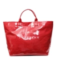 Bolso tote grande de PVC rojo brillante con letras blancas minimalistas TOTE BAG - Rojo