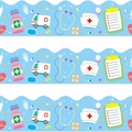 Cartoon nurse day roll stickers with ambulance, stethoscope and medical elements - Medical Equipment Style (X204) / 7cm/Total Length 18m