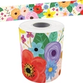 Colorful floral pattern chalkboard border trim stickers roll for classroom decoration - Colorful Floral Pattern (Y201) / 7.5cmX18m