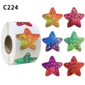 Rolle mit 2,5 cm holografischen Stern-Aufklebern mit funkelndem Regenbogen-Glitzereffekt - Bunter Laser-Glitzer (C224)