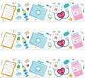 Detail of medical theme sticker rolls featuring stethoscopes and syringes on white background - All-Category Medical Icon Style (X205) / 7cm/Total Length 18m