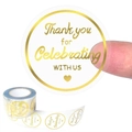500 transparente Goldfolien Danke-Aufkleber Rolle für Hochzeit Geschenkverpackungen - ZA28 / 25mm
