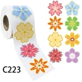 Roll of 3.8cm colorful floral sealing stickers with 8 unique flower patterns for gift decor - 3.8cm/1.5inch (C223)