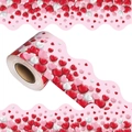 Pink scalloped heart border stickers for classroom bulletin boards and crafts - Warm Pink Heart Pattern (X217) / 7.5cmX18m