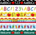 Detail of 6 decorative border stickers with school themes and wave edge design - ZC25 Style (7.5x35cm)