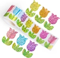 Detail view of colorful tulip glitter stickers with shimmering finish and roll format - Tulip Style (Y211)