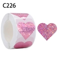 Adesivi olografici a forma di cuore rosa-viola su un grande rotolo per confezioni - Cuore Rosa Viola (C226)