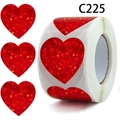 Rotolo di adesivi olografici rossi a forma di cuore con finitura laser scintillante - Cuore Rosso (C225) / 3.8cm/500pz