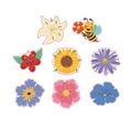 Set di 500 adesivi decorativi da 3,8 cm con fiori colorati e ape cartone animato - 花卉昆虫插画款式(X202) / 3.2cm