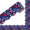 Rotolo da 10m di adesivi per bordi smerlati patriottici con motivi a stelle rosse e blu - Stile Blu Notte a Stelle Dense (ZB32) / 7.5cm x 10m