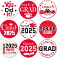 Roll of Class of 2025 graduation stickers featuring mortarboards and scrolls labels - Red (ZB23) / 2.5cm