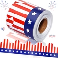 Adesivi per bordi da 10 metri con bandiera americana, stelle e strisce per decorazioni - Stile Ondulato a Strisce Stellari (ZB31) / 7.5cm x 10m