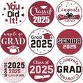 Detailed close-up of nine 2025 graduation theme stickers with caps and diplomas - Burgundy (ZB24) / 2.5cm