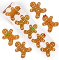 Macro detail of gingerbread man laser stickers with sparkling glitter and textured finish - Gingerbread Man Style (Y216)