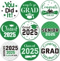 Close-up of 2025 Graduation stickers featuring caps, scrolls, and Congrats GRAD text - Green (ZB26) / 2.5cm