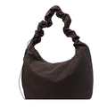 Braune Hobo-Tasche mit Waffelstruktur, gerafftem Schultergurt und verstellbarem Kordelzug - Kaffeebraun