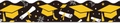 Black and gold graduation bulletin board border with graduation cap and diploma patterns - Cap Diploma Star & Firework Pattern (X207)
