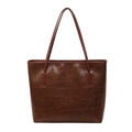 Sac fourre-tout marron foncé avec texture pierre et grande capacité pour le quotidien - Marron
