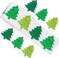 Detail of glitter Christmas tree stickers roll with shimmering green holiday textures - Christmas Tree Style (Y218)