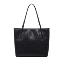 Sac fourre-tout noir classique avec gaufrage crocodile et longues bretelles fines - Noir