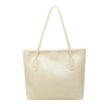 Sac fourre-tout blanc cassé minimaliste avec motif crocodile et longues lanières - Jaune