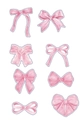 Pink watercolor bow stickers set with various hand-drawn ribbon styles for decoration - 500 Stickers / Pink Hand-drawn Style (ZB27)