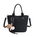 Sac seau noir en similicuir grainé avec breloque gant et batte de baseball - Avec Pendentif / Noir
