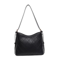 Minimalistische schwarze Stepptasche mit Rautenmuster und goldenen Details - Schwarz