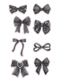 Black watercolor bow stickers set with lace and pearl details for gift sealing - 500 Stickers / Black Watercolor Style (ZB29)