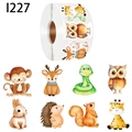 Rotolo di 8 adesivi animali ad acquerello con scimmia, cervo e gufo per bambini - Animali della Giungla (1227) / 2,9 cm