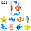 Rouleau d'autocollants animaux marins avec requin, dauphin et méduse pour enfants - Vie Marine A (1228) / 2,9 cm