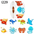 Rouleau d'autocollants animaux marins pour enfants avec motifs colorés de mer - Vie Marine B (1229) / 2,9 cm