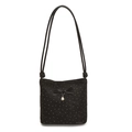 Chic black polka dot shoulder bag with a bow and pearl pendant detail for women - Black