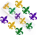 Glittery Mardi Gras Fleur-de-lis stickers in purple green and gold color roll - Fleur-de-lis Style (Z217)
