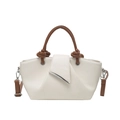 Sac fourre-tout blanc minimaliste avec poignées marron et boucle en métal argenté - Blanc
