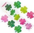 Sparkly glitter shamrock stickers in vibrant colors for office stationery decor - Shamrock Style (Y220)