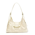Sac sous le bras demi-lune blanc crème chic avec ferrures dorées et bandoulière réglable - Blanc