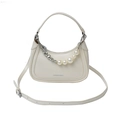 Bolso hobo chic blanco roto con colgante de corazón y cadena de perlas mujer - Blanco Roto
